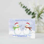 Feiertag Snowman Postcard Einladung (Stehend Vorderseite)