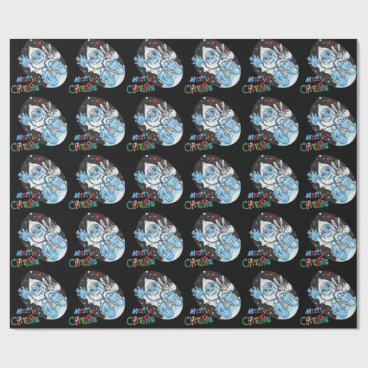 Feiertag umarmt Yeti! Weihnachtengiftwrap Geschenkpapier (Flach)