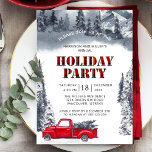 Feiertag, Wald und Vintager LKW, Kariert Einladung<br><div class="desc">Feiern Sie die Saison mit einer lustigen Urlaubsparty! Einladung mit herrlicher Wasserfarbengebirge Waldlandschaft und Vintagem rotem LKW. Buffalo karierte schwarz und rot und schwarz karierte Details auf der Vorderseite. Rückseite der Karte mit Bergen, LKW und Füchsen in der Schneeszenerie — Für Textanpassungen können Sie uns per E-Mail an one2inspiredesigns@gmail.com, alle...</div>