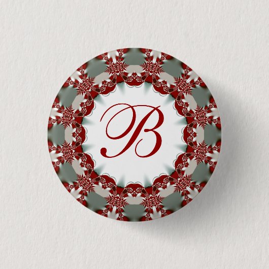 Feiertag + Weihnachtsfeier Monogram Button (Vorderseite)