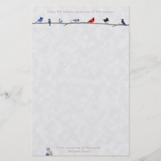 Feiertag Wiinter Vögel: Briefpapier (Vorderseite)