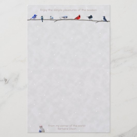 Feiertag Wiinter Vögel: Briefpapier (Vorderseite)