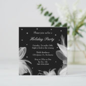 Feiertag Winterweiße Federn Einladung (Stehend Vorderseite)