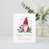 Feiertag wir sind umgezogen, Weihnachten Gnome Ankündigungspostkarte (Stehend Vorderseite)