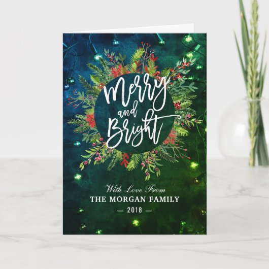 Feiertag wünscht fröhlichen und hellen feiertagskarte (Vorderseite)