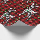 Feiertag Zebra, blinkende Lichter, rot kariert Geschenkpapier (Ecke)