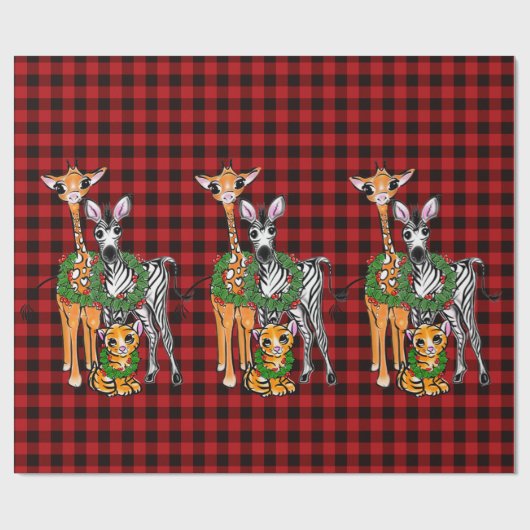 Feiertag Zebra, Giraffe, Tiger Geschenkpapier (Flach)