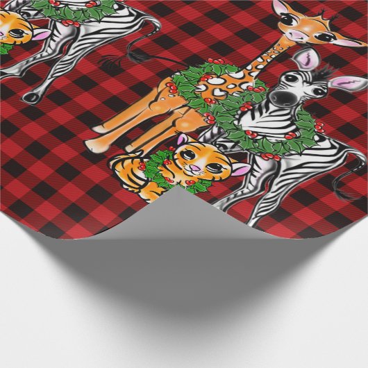 Feiertag Zebra, Giraffe, Tiger Geschenkpapier (Ecke)