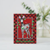 Feiertag Zebra Holly Kranz rot kariert Postkarte (Stehend Vorderseite)