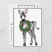 Feiertag Zebra | Rotgrüner Weihnachtskranz Postkarte (Vorne/Hinten)