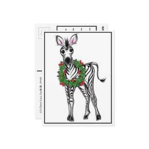 Feiertag Zebra Rotgrüner Weihnachtskranz Postkarte