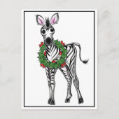 Feiertag Zebra | Rotgrüner Weihnachtskranz Postkarte (Vorderseite)