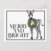 Feiertag Zebra | Rotgrüner Weihnachtskranz Postkarte (Vorderseite)