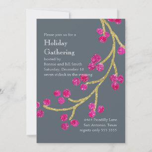 Feiertage Gold und Rosa Berry Zweigstelle jeder Fa Einladung