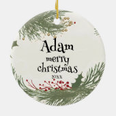 Feiertage, Holly Jolly Weihnachten Keramik Ornament (Hinten)