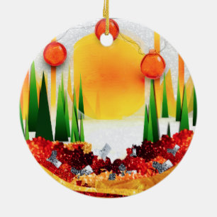 Feiertage in den Kiefern! Keramik Ornament