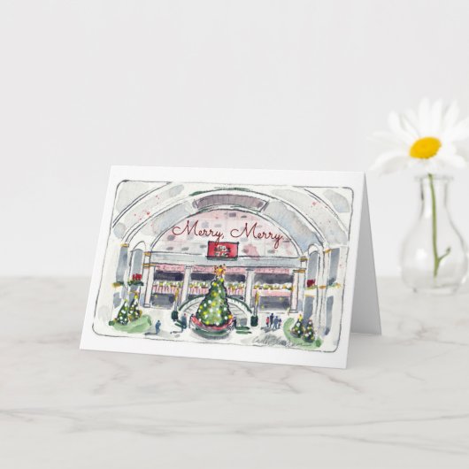 Feiertage in der Stadt geklappte Grußkarte Karte (Kleine Pflanze)