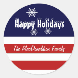 Feiertage in Rot-Weiß und Blau Runder Aufkleber