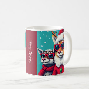 Feiertage-Kreaturen in Weihnachtsverkleidung Kaffeetasse
