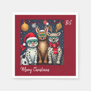 Feiertage-Kreaturen in Weihnachtsverkleidung Serviette