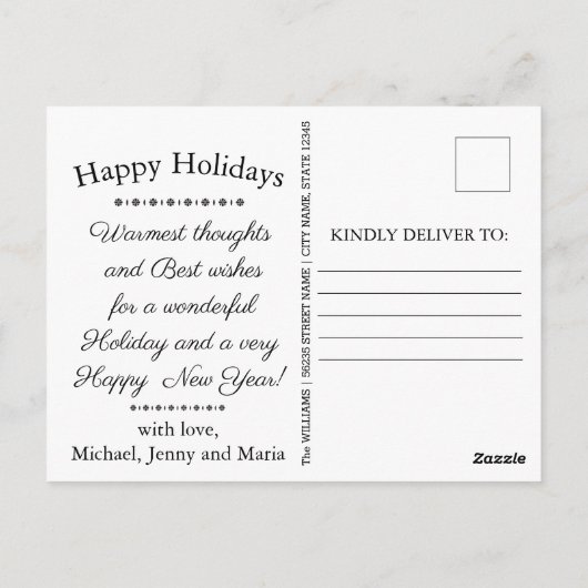 Feiertage mit handgeschriebenem Skript Urlaub Postkarte (Rückseite)