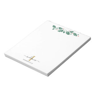 Feiertage Monogramm Schrift Name Botanisch Notizblock