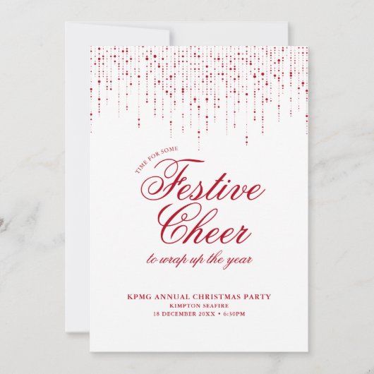Feiertage Roter Weißer Feierabend Einladung (Vorderseite)