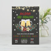 Feiertage sind Bierbrauer Weihnachten Party Einladung (Stehend Vorderseite)