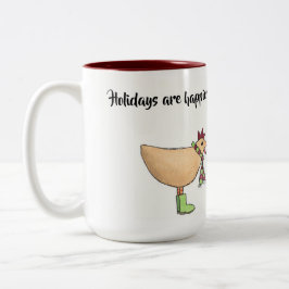 Feiertage sind mit der Huhn-Tasse glücklicher Zweifarbige Tasse