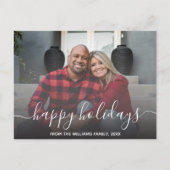 Feiertage Weißkalligraphie Foto Postkarte (Vorderseite)