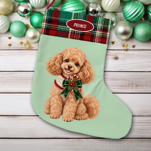 Feiertags-Aprikosen-Pudel-Hund-Karorand Großer Weihnachtsstrumpf