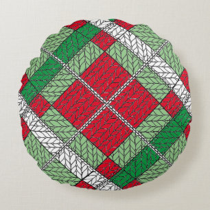 FEIERTAGS-ARGYLE-STRICKPILLO ROUND RUNDES KISSEN