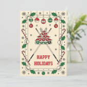 Feiertags-Billardspieler-Weihnachtskarten Feiertagskarte (Stehend Vorderseite)