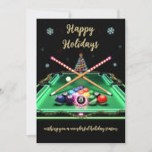 Feiertags-Billardspieler-Weihnachtskarten Feiertagskarte (Vorderseite)