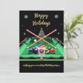 Feiertags-Billardspieler-Weihnachtskarten Feiertagskarte (Stehend Vorderseite)