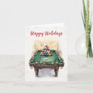 Feiertags-Billardspieler-Weihnachtskarten Feiertagskarte