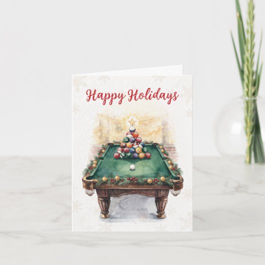 Feiertags-Billardspieler-Weihnachtskarten Feiertagskarte (Vorderseite)