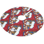 Feiertags Bulldogge Polyester Weihnachtsbaumdecke (Schrägansicht)
