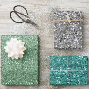 Feiertags-Chunky-Glitter-Sequin-Weihnachten Geschenkpapier Set