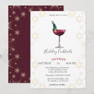 Feiertags-Cocktails-Schneeflocken-Unternehmensweih Einladung