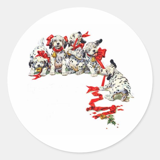 Feiertags-Dalmatiner-Welpen Runder Aufkleber (Vorderseite)
