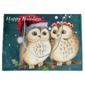 Feiertags-Eulen Große Geschenktüte (Vorderseite)