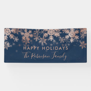 Feiertags-Familie Roségold-Navy-Winter-Schneeflock Banner