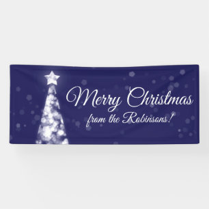 Feiertags-Familienname Navy Blau Weihnachtsbeleuch Banner