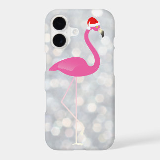 Feiertags-Flamingo iPhone 7 auf silbernen Lichtern