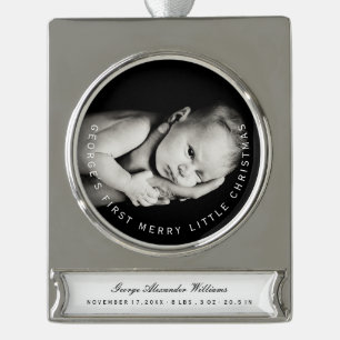 Feiertags-Foto-Verzierung des Babys erste Banner-Ornament Silber