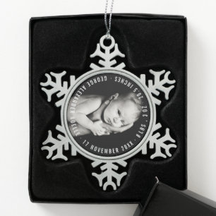 Feiertags-Foto-Verzierung des Babys erste Schneeflocken Zinn-Ornament