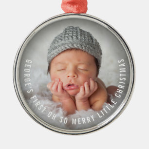 Feiertags-Foto-Verzierung des Babys erste Silbernes Ornament