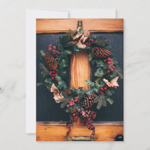 FEIERTAGS-FOTOKARTE Weihnachtskranztür Feiertagskarte