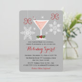 Feiertags-Geist-Rosa-MartiniunternehmensParty Einladung (Stehend Vorderseite)